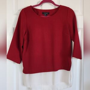 Atmosphere Red Layered Hem Blouse